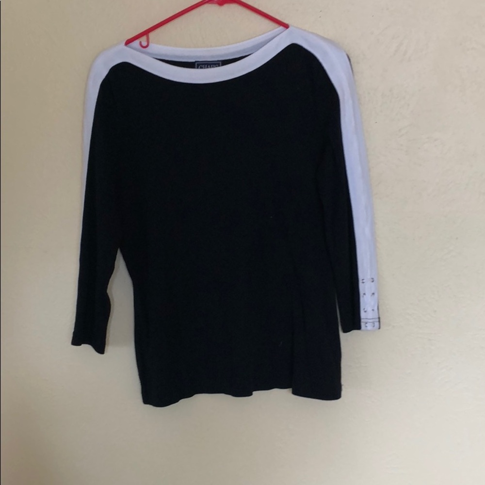 Chaps black and white 3/4 sleeved shirt